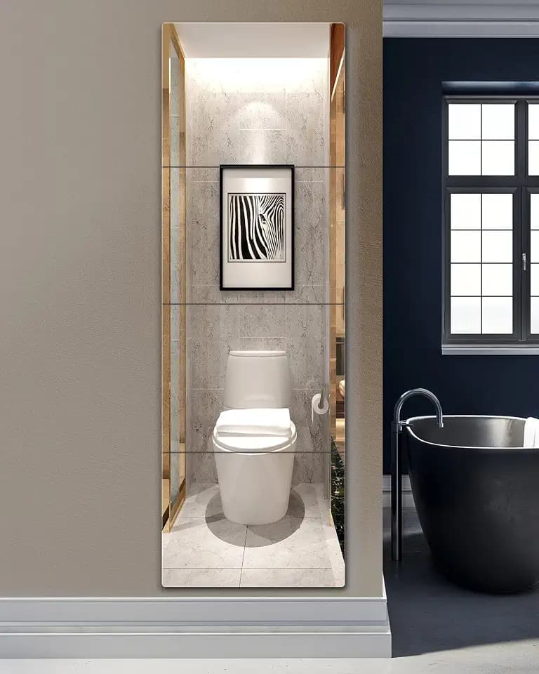 UNBREAKABL MIRO Full Length Wall Mirror,Over The Door mirror,Extra Thick 1/8'',56''x14'' 4Pcs 14''x14'',Made Of Shatterproof Plexiglass Acrylic,Long Mirrors Bedroom Closet,Workout Home Gym Body