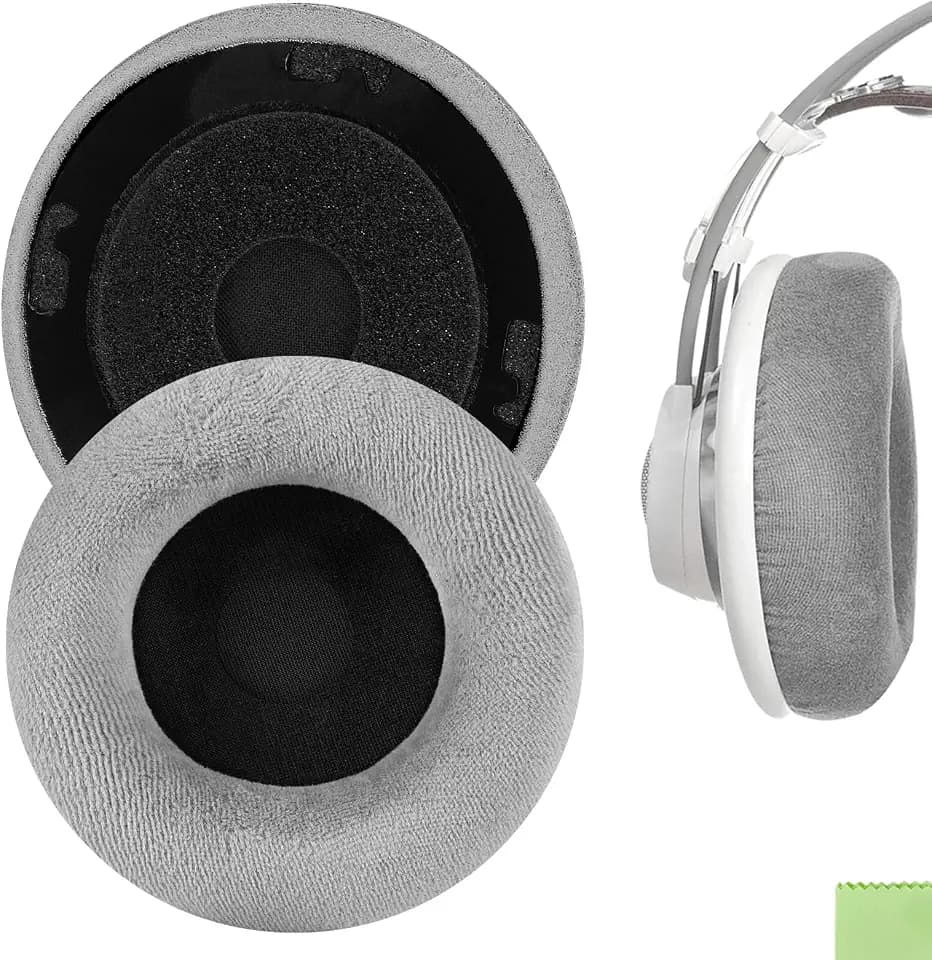 Geekria Comfort Velours-Ersatz-Ohrpolster für AKG K701, K702, Q701, Q702, K601, K612, K712 Kopfhörer, Ohrkissen, Reparaturteile mit Videoanleitung (Grau)