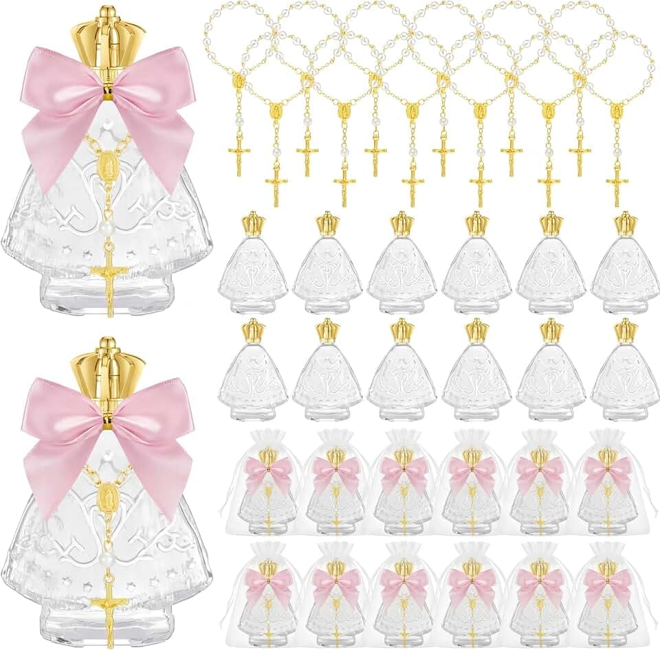 Chuangdi 12 Sets Holy Water Bottles Baptism Favors, Fresh, Pink