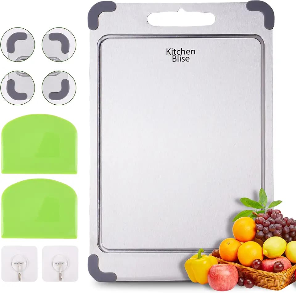 316 Stainless Steel Cutting Board, Double-Sided, Food Grade, (14 x 9.6)