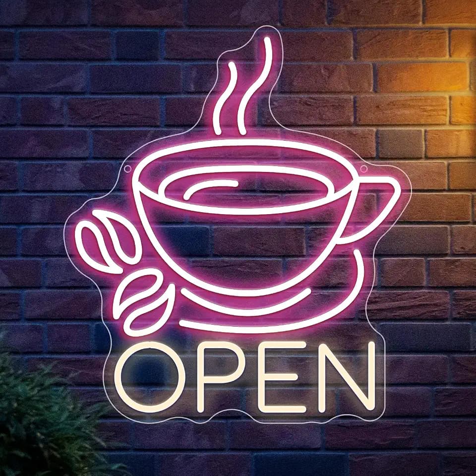 Coffee Cup Neon Sign with USB Power for Wall Decor