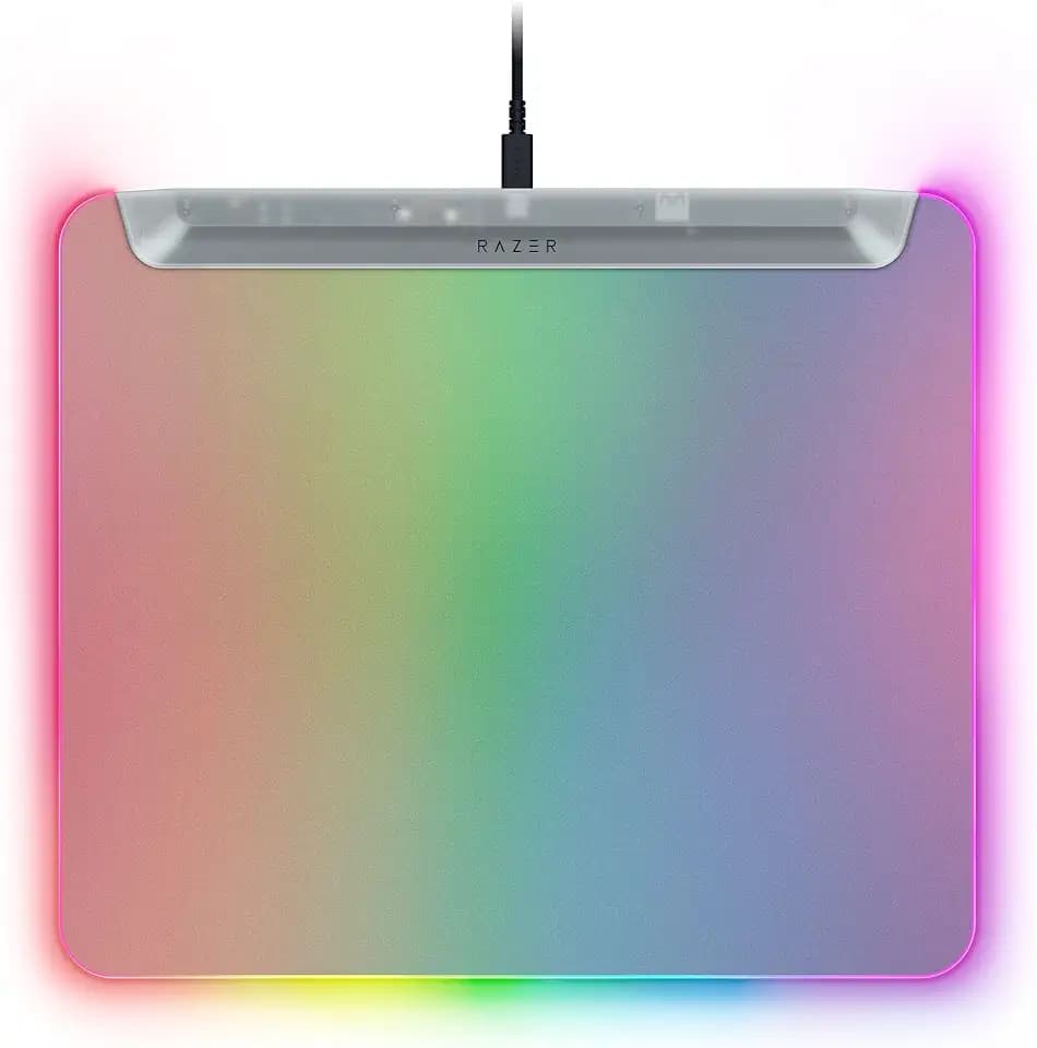 Razer Firefly V2 Pro Phantom White - Voll beleuchtete Gaming-Mausmatte - Chroma RGB - mikrotexturierte Oberfläche - rutschfeste Unterlage - USB-Hub - 360 x 275mm | Phantom White Edition