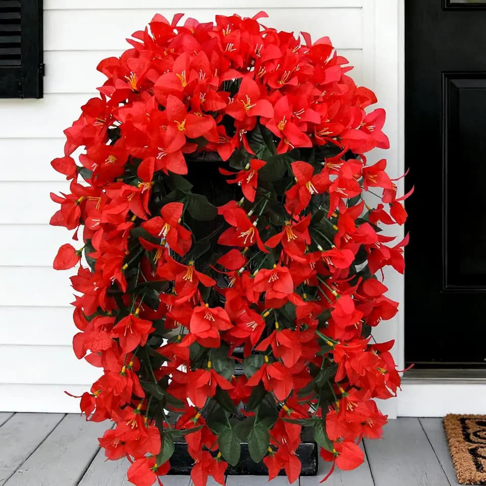 Faux Bougainvillea Artificial Flowers Fake Plants, 2 PCS Red