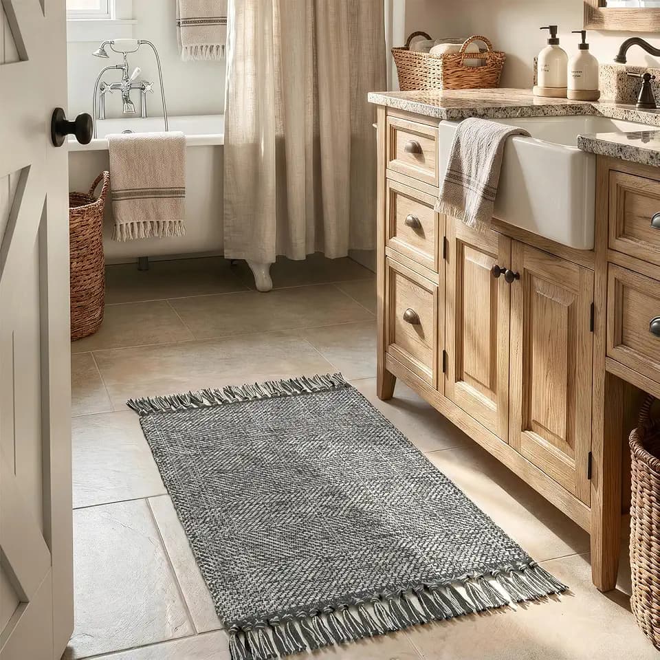 Collive Modern Farmhouse Bathroom Rug, 2' x 3' Small Entryway Rugs