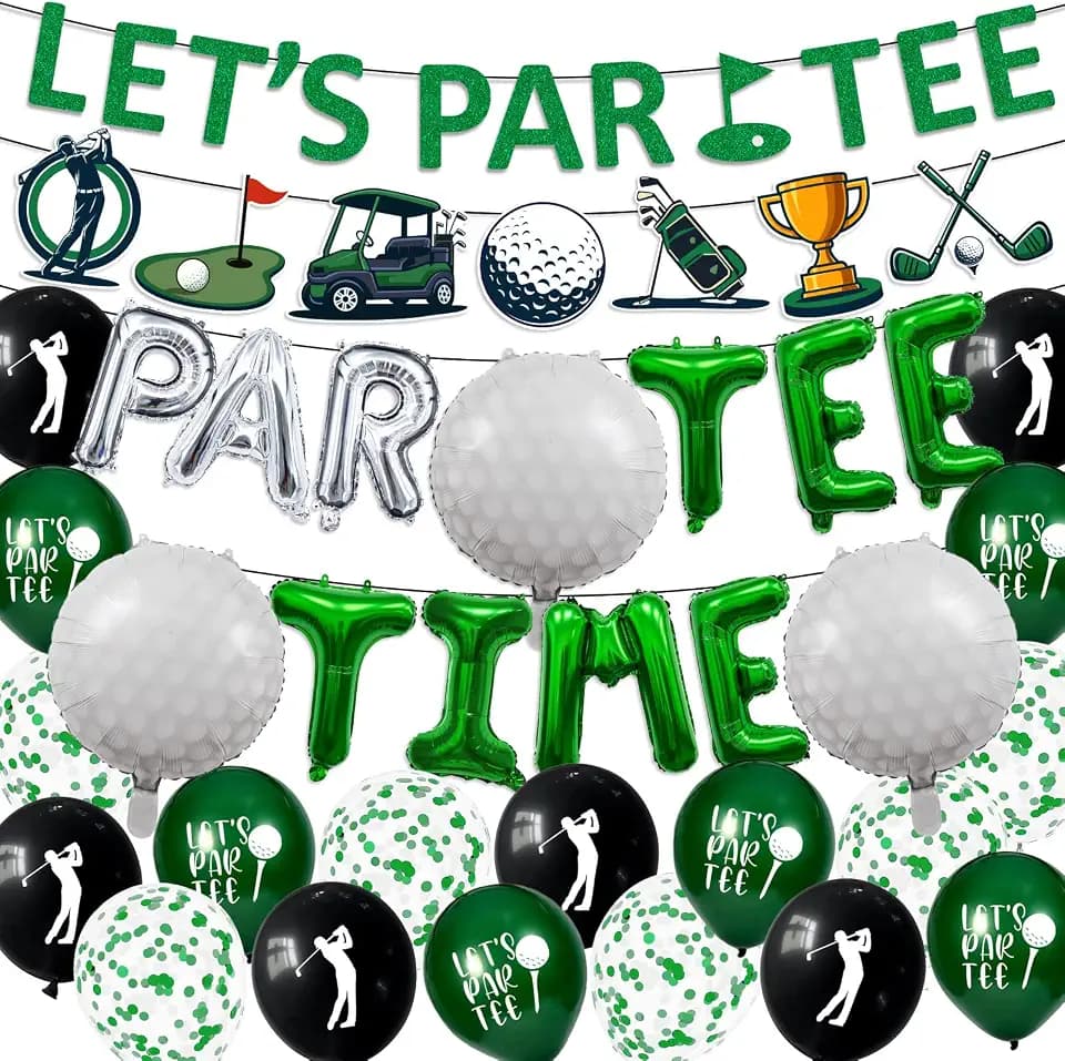 Golf Party Decorations, Lets Partee Golf Decorations Par Tee Time Banner Golf Balloons Green Golf Themed Birthday Retirement Decor