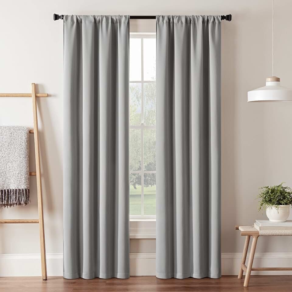 Eclipse Darrell Blackout Rod Pocket Curtain, 37x84, Grey