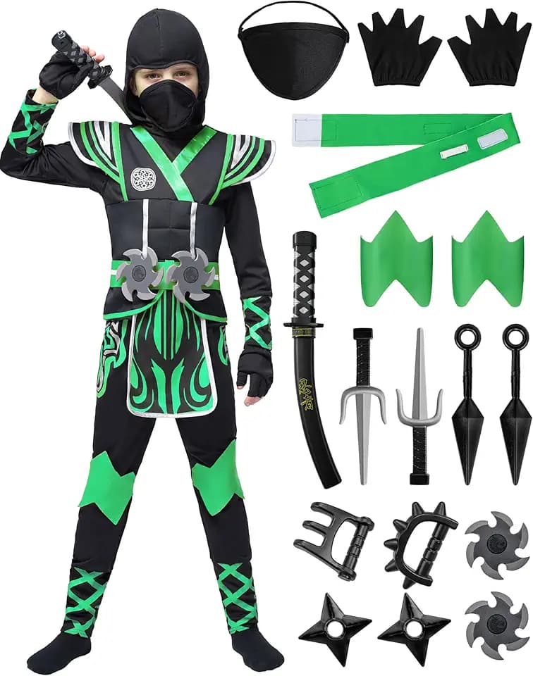 Spooktacular Creations Kids Ninja Costume, Child Boy Ninja Outfit Set, Halloween Costume for Toddler Themed Dress Up Party