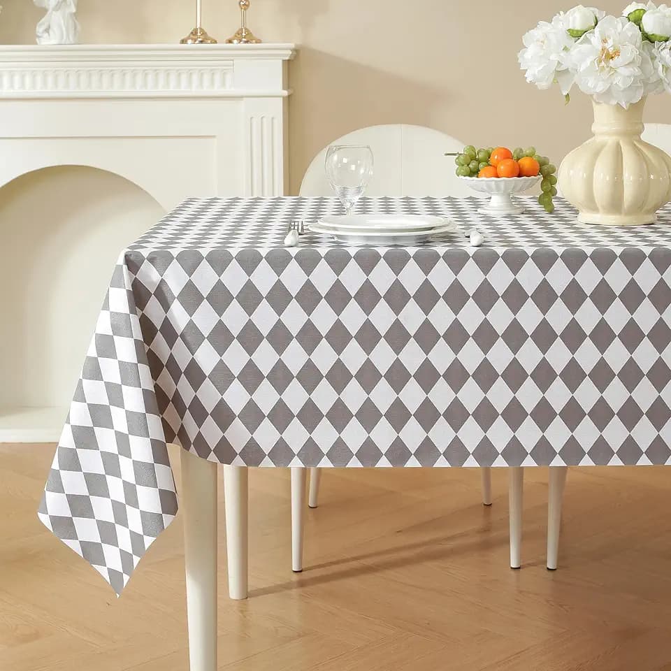 Rectangle Table Cloth, Vinyl Tablecloth, 60" x 120", Gray
