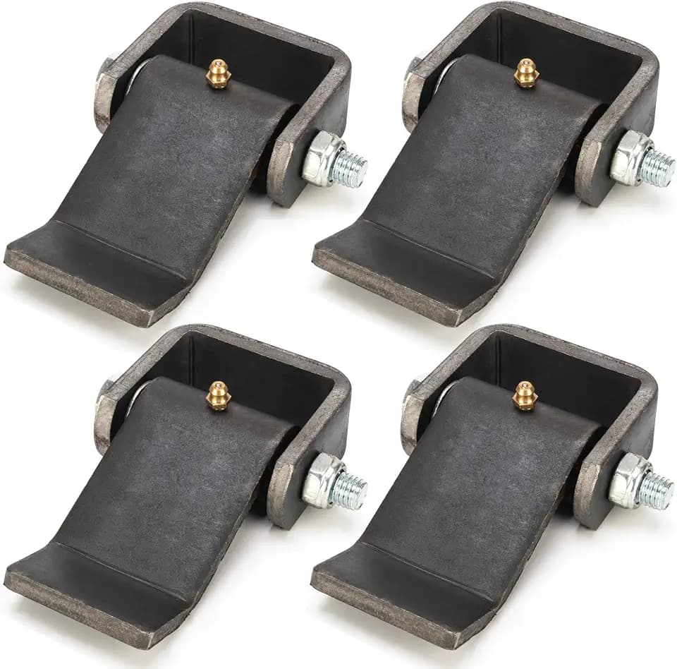 Weld on Trailer Hinges, Heavy Duty Metal Dump Trailer Hinges, Truck Gate Hinges with Grease Zerk Fitting, Trailer Door Strap Style Short Leaf, 4 Pack