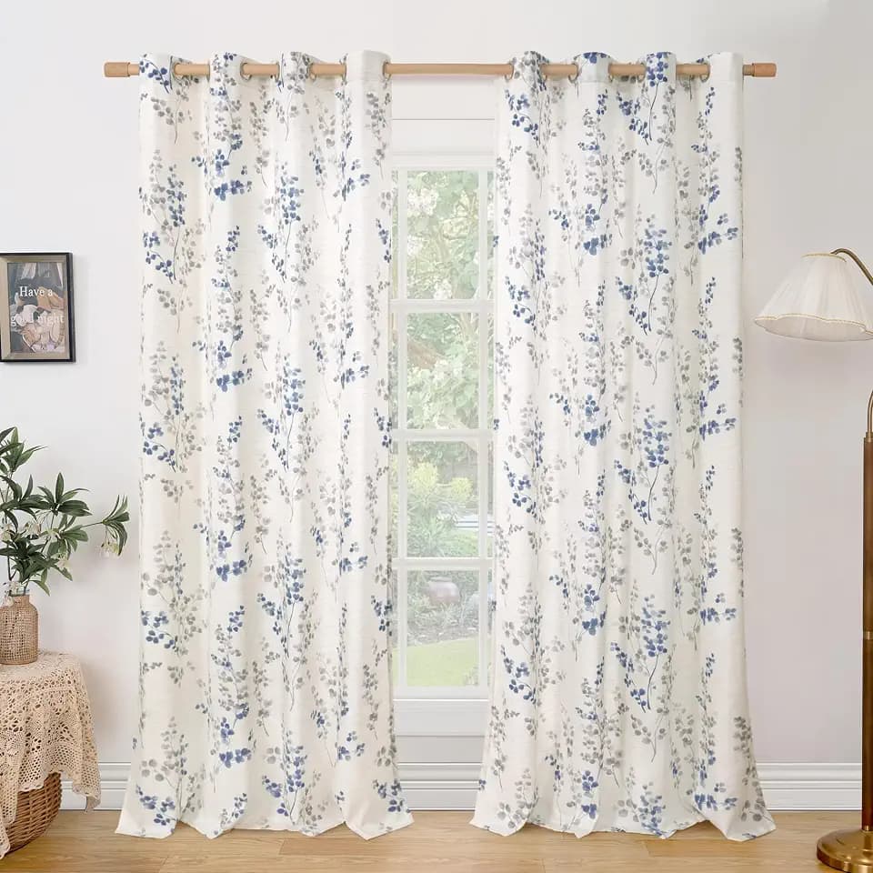BGment Navy Linen Curtains for Living Room 95 Inch Length 2 Panels