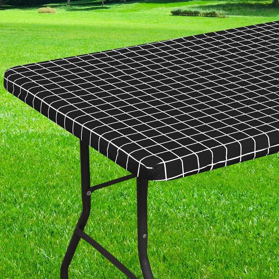 Fitted Table Cover, Flannel Backed Vinyl Tablecloth, 30"x96"