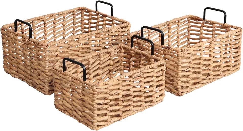 happimess Savoy Nesting Baskets 17" Water Hyacinth, Natural, Set of 3