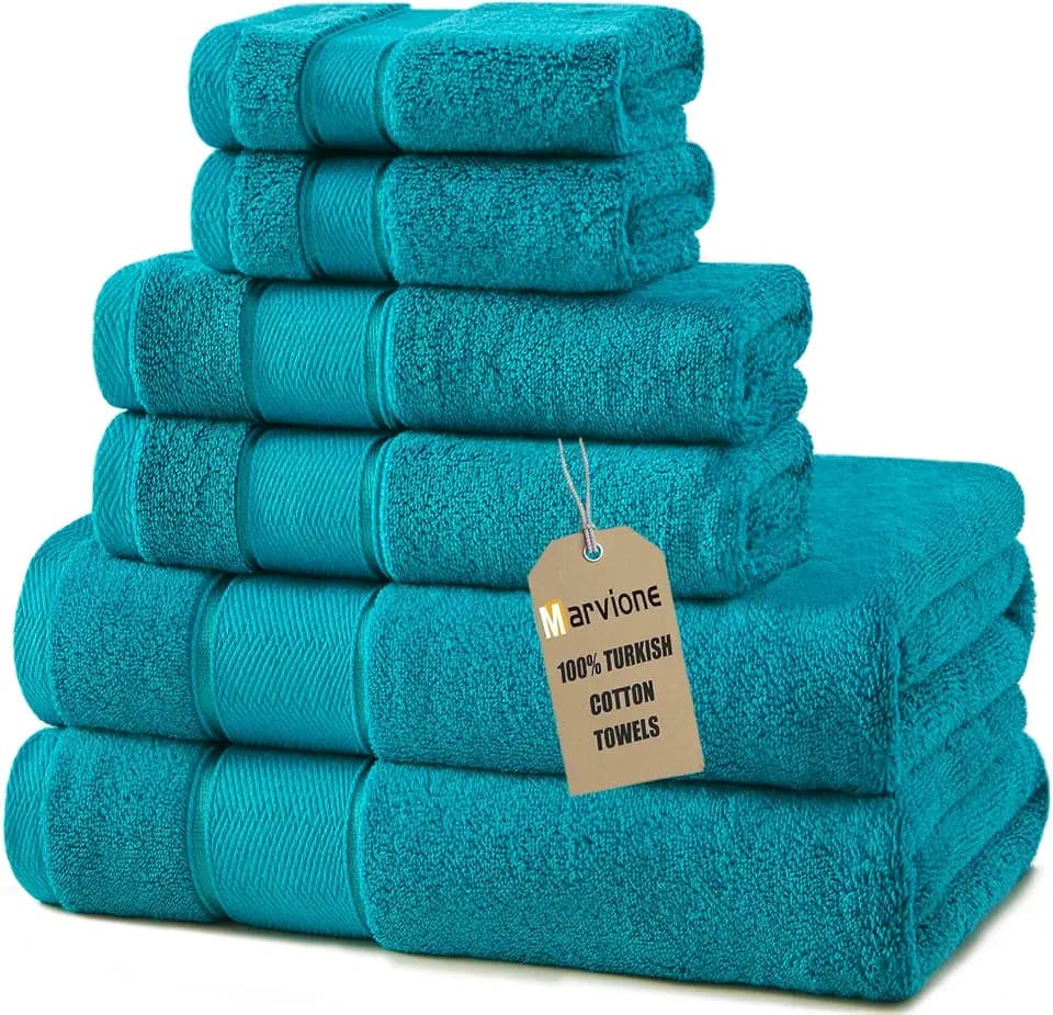Marvione Bath Towels Set 6 Piece, 100% Turkish Cotton Luxury Towels