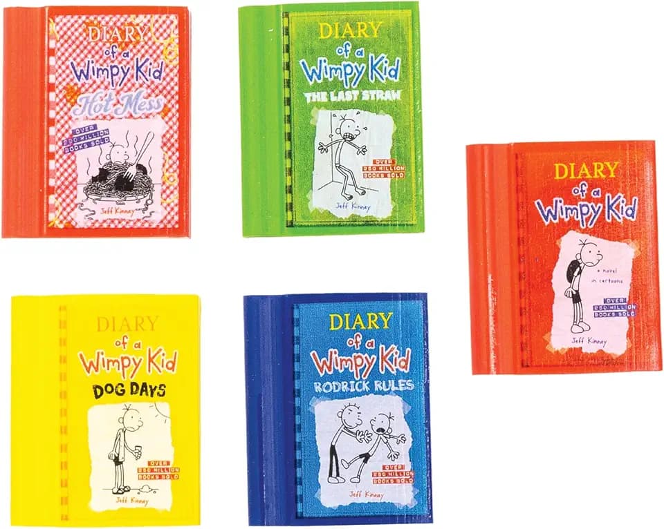 Raymond Geddes Diary of a Wimpy Kid Book Erasers – Pack of 48 – Mini Novelty School Supplies for Kids, Classrooms, and Party Favors