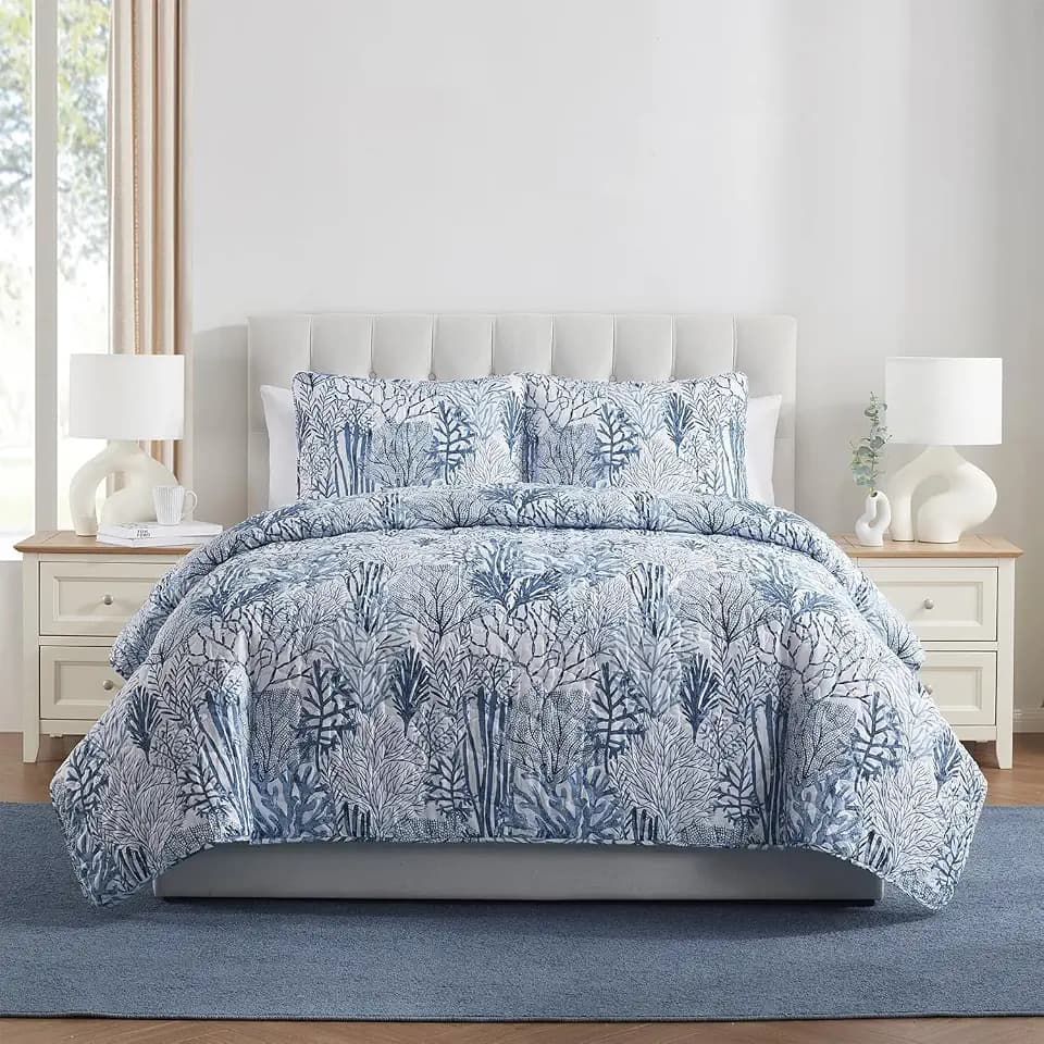 VCNY Home Gill Pinsonic Bedding Set, King 3-Piece, Blue
