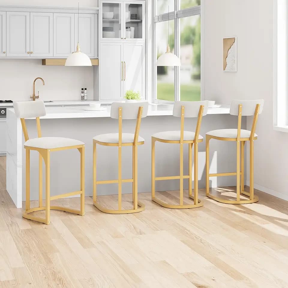 Garvee 26.4 Inch Bar Stools Set of 4, for Kitchen Island, Counter Bar, Gold
