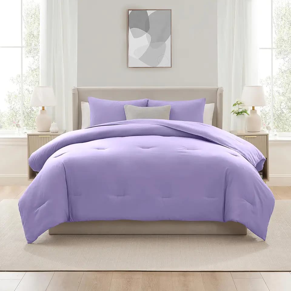Nestl Full Size 3 Piece Solid Comforter Set – Lavender