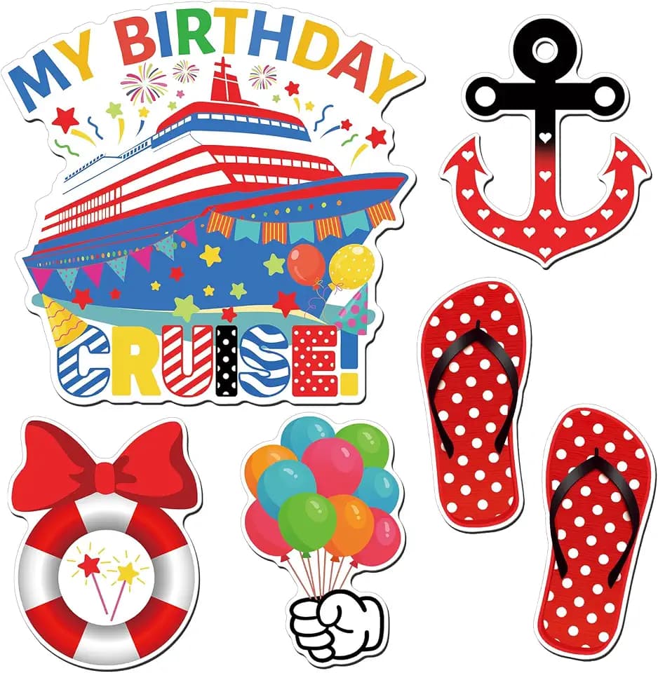 Kanayu 6 Pcs Birthday Cruise Door Decorations Magnetic Large Ship Decor