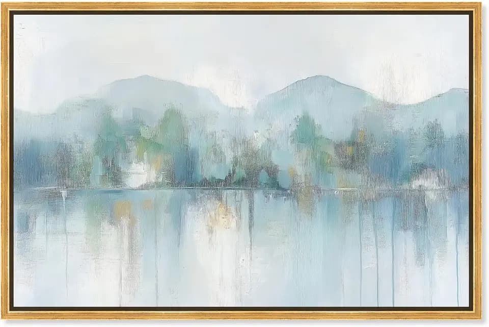 Art Remedy Mirrored Aqua Dream II Canvas Coastal Abstracts, Gold Frame, 45" x 30"