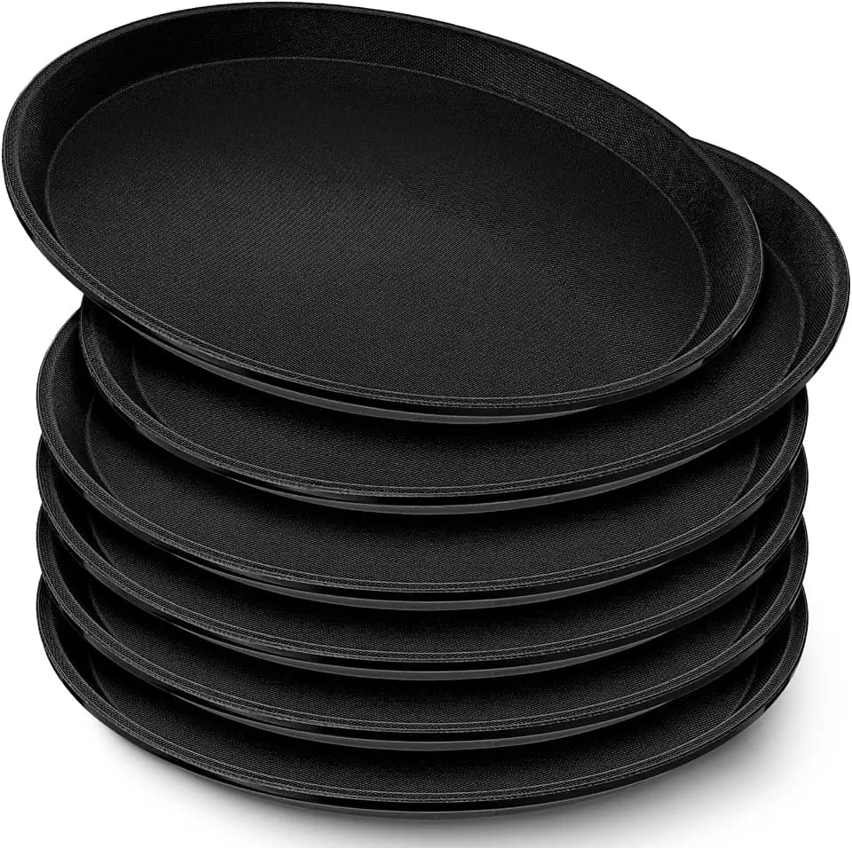 Zopeal 6 Pcs Bar Service Tray Round Plastic Non Slip,11"