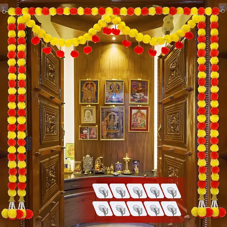 6PCS 5FT Marigold Garland Toran Diwali Pooja Decor