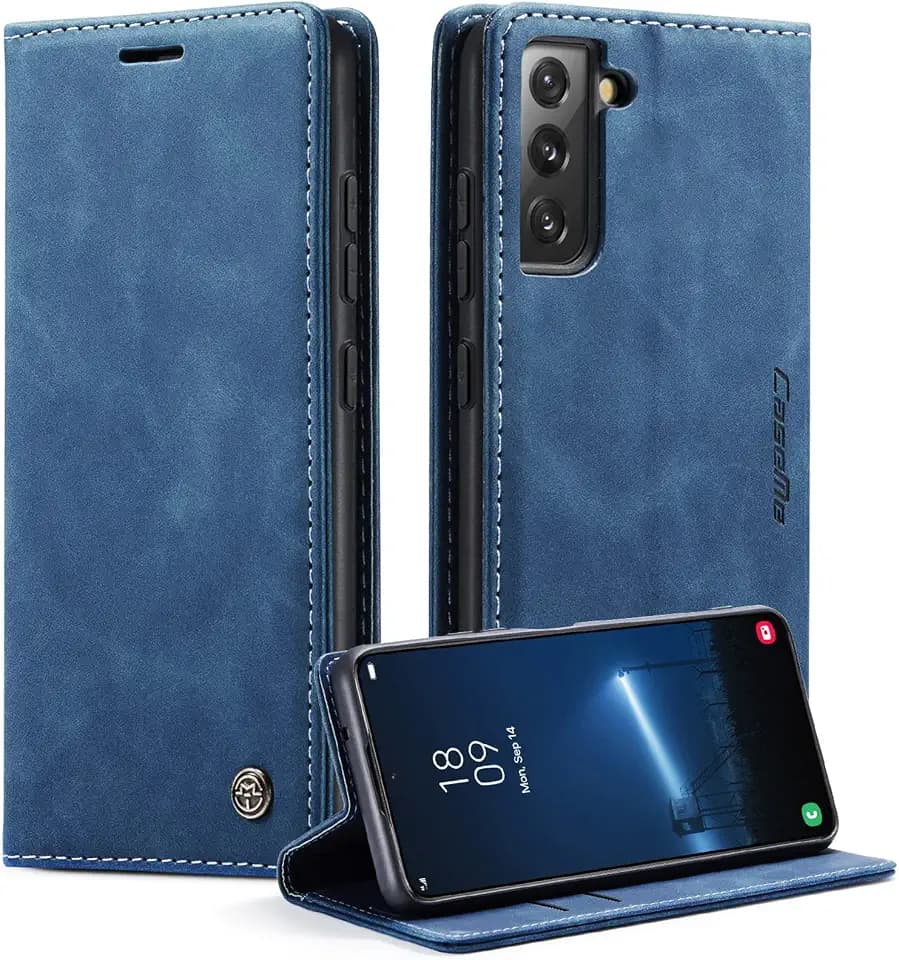 CaseMe für Samsung Galaxy S22 Hülle, Magnet Leder Klapphülle Stoßfest