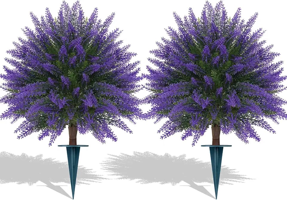 Grooy Artificial 2 Pack Lavender UV Resistant Topiary Ball for Outdoor
