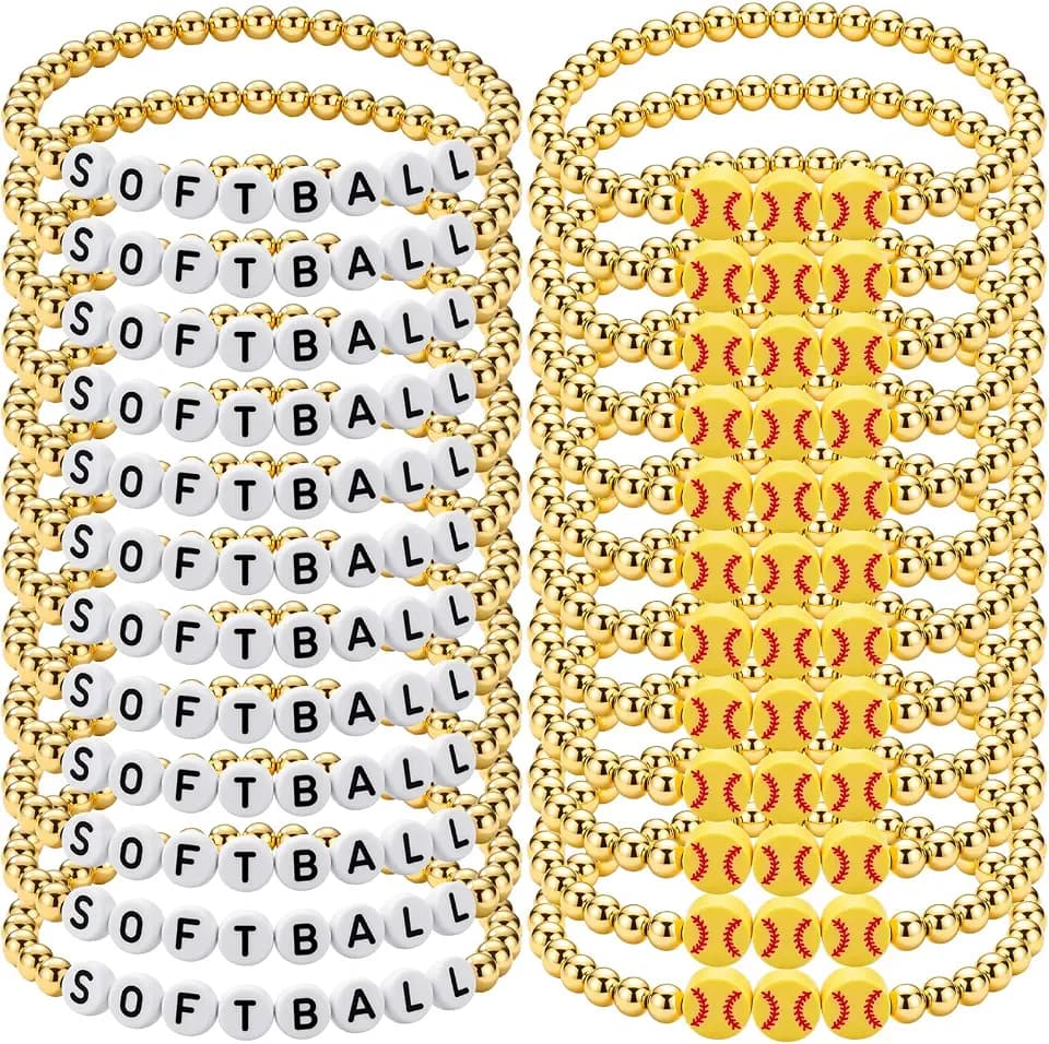 Huquary 24 Pcs Beaded Bracelets Bulk Sports Party Favor