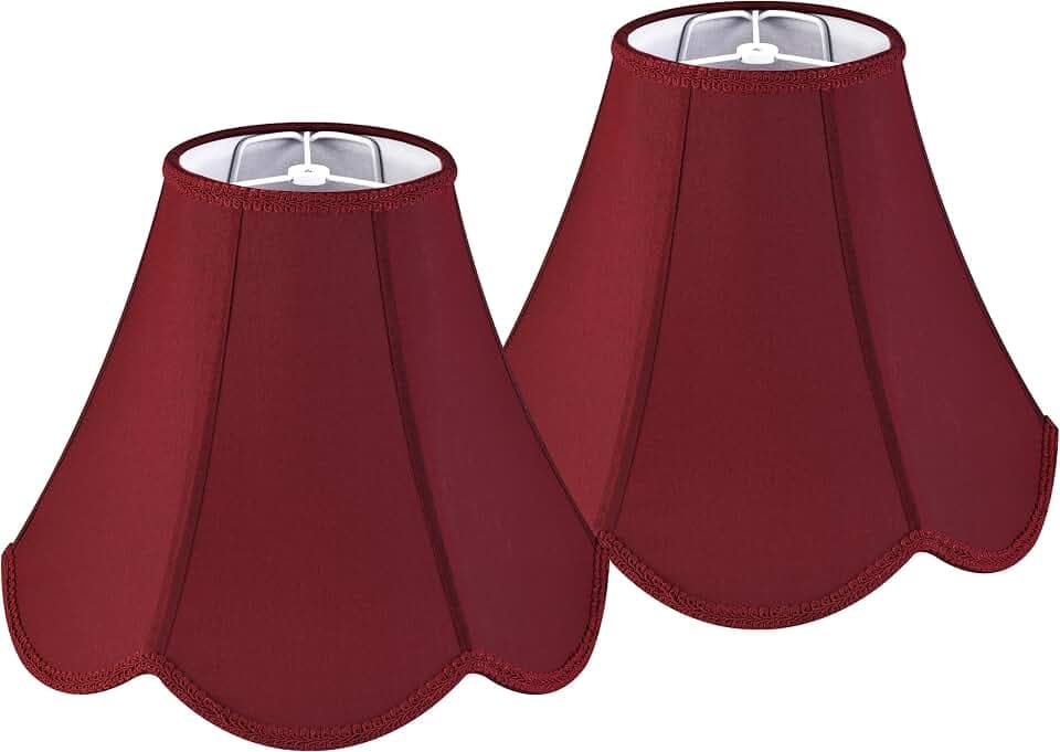 GO&SO Lamp Shades Set of 2,6" x 13" x 10.6",Scalloped Lamp Shade,Red Petals