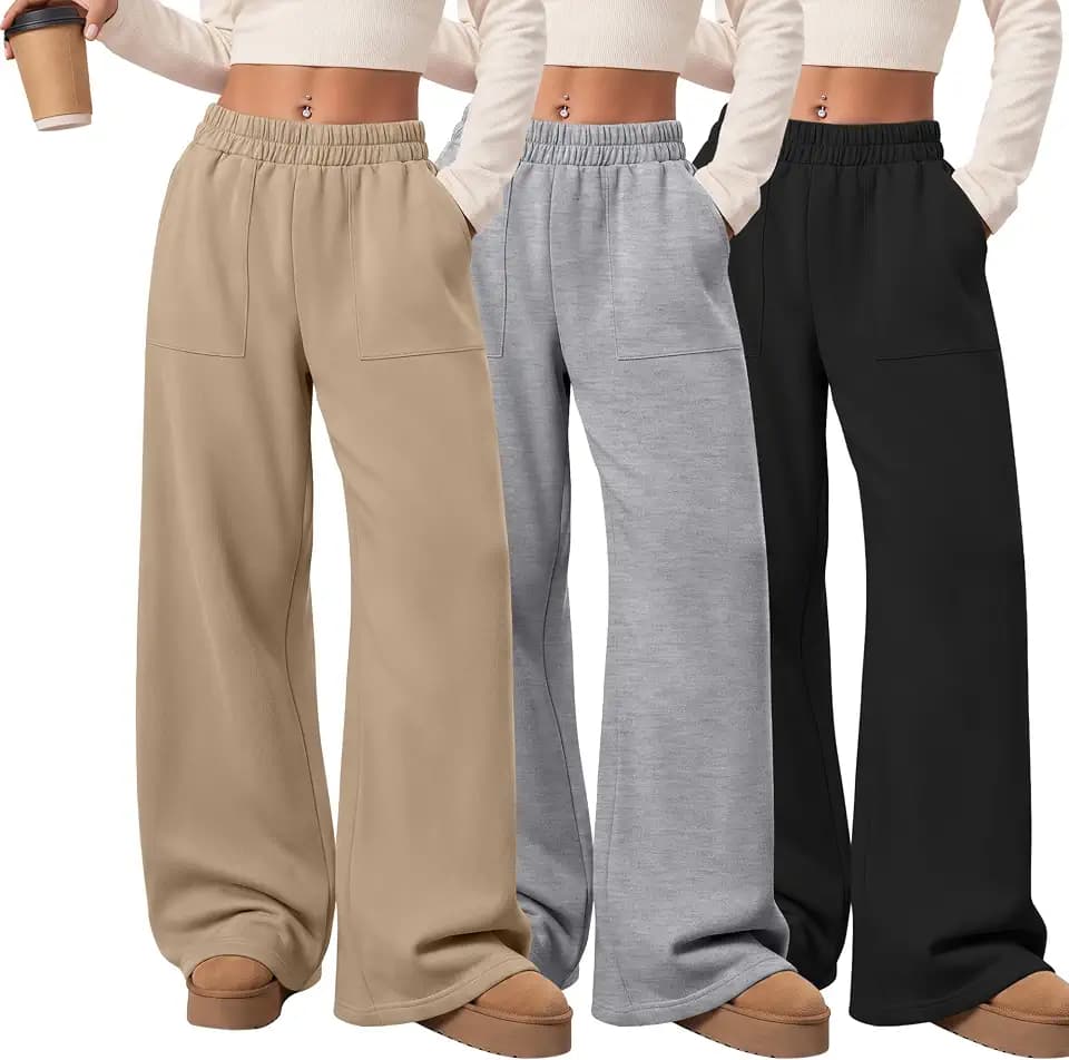 3 Pack Girl's Wide Leg Sweatpants Baggy Pants