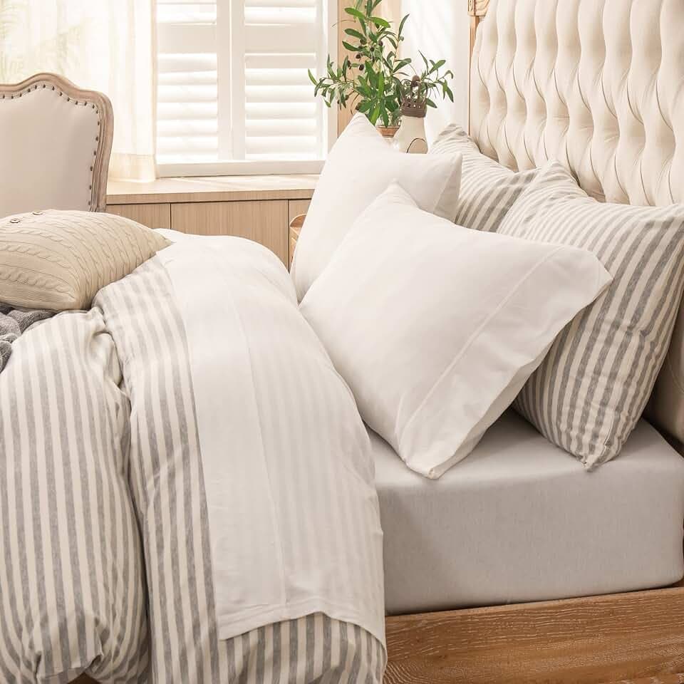 PURE ERA Jersey Knit Sheet Set Solid Off White Queen