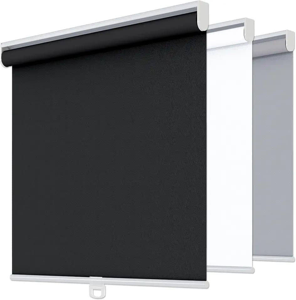 Cordless Roller Shades VELAFORM (65" W x72 H, Black), Spring Retract