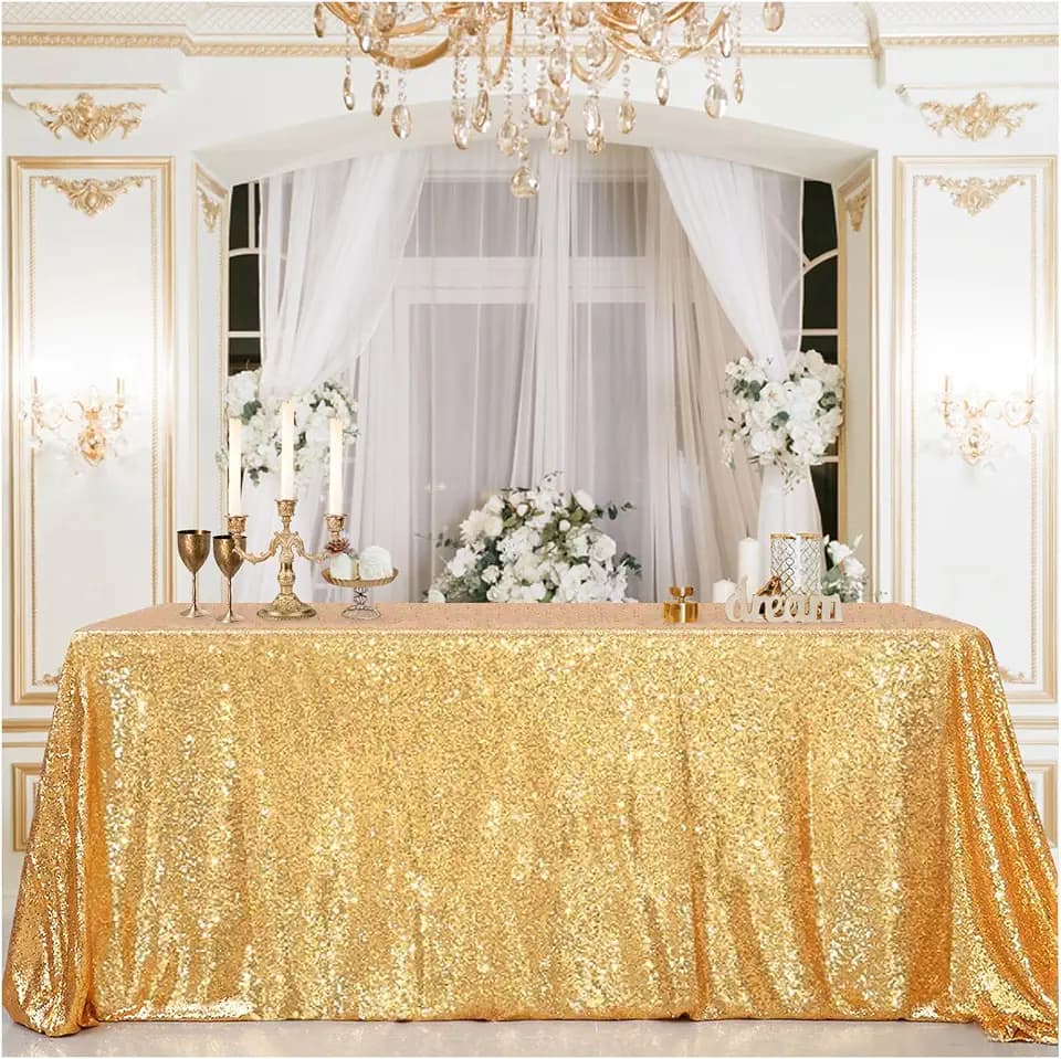 B-COOL Gold Sequin Tablecloth Party Glitter Tablecloth Sparkly Table Cloth