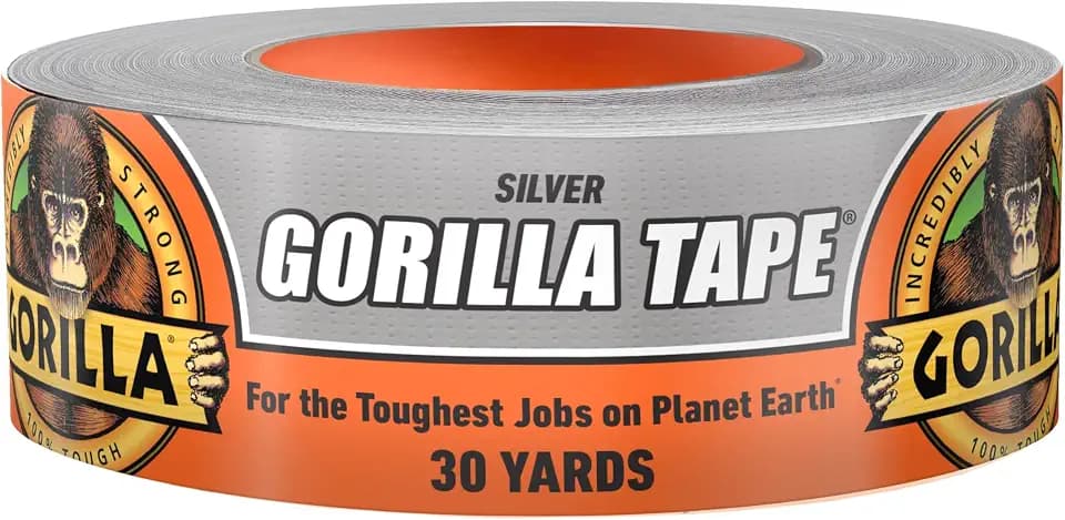 GORILLA Heavy Duty Duct Tape, Silver, 1.88" x 30 yd, 1-Pack