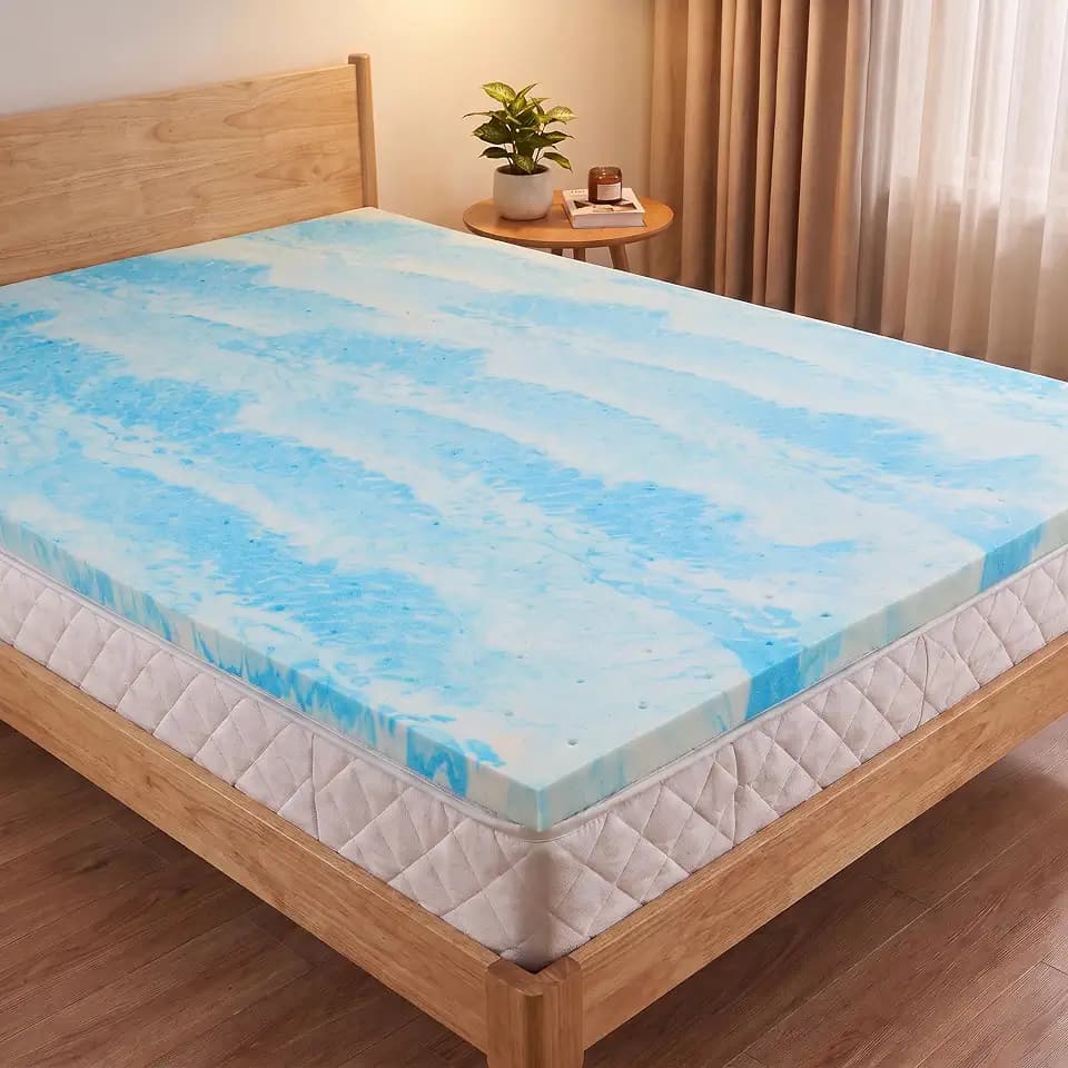 4 Inch Mattress Toppers Memory Foam Cooling Gel Infused for Enhanced Comfort, CertiPUR-US Certified Breathable Bed Topper Pad with Support for Sleeper Sofa Couch RV Camper, Twin