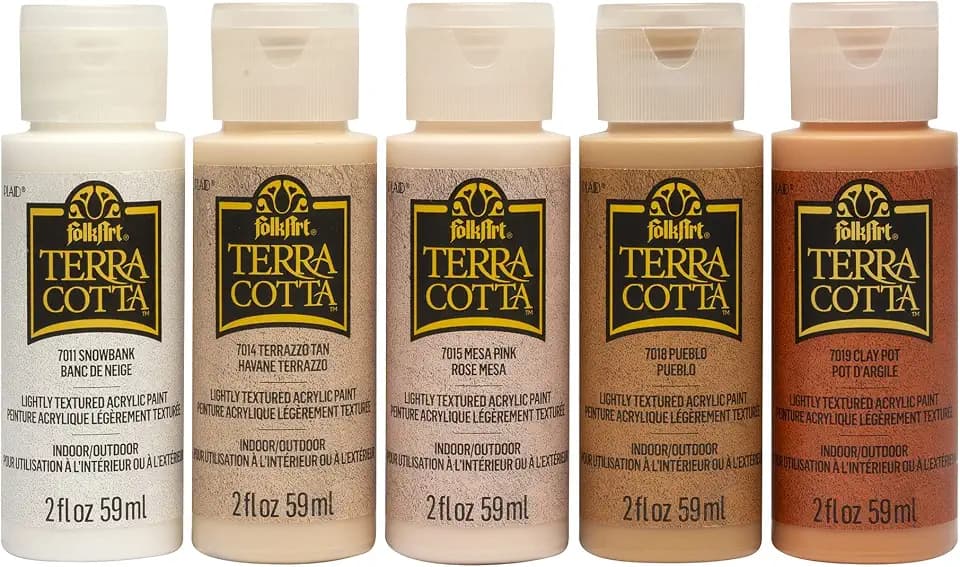 FolkArt Terra Cotta Acrylic Paint Set of 5, Essentials 2 fl oz Assorted Matte Finish Colors For Painting, Drawing & Art Supplies, DIY Arts And Crafts Acrylic Paint For Kids And Adults, 44506