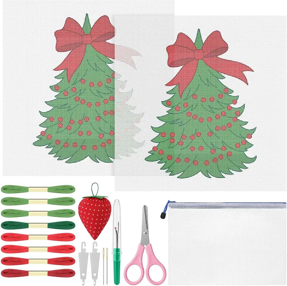 XunYee 21 Pcs Christmas Tree Needlepoint Kit for Beginners Adults Starters