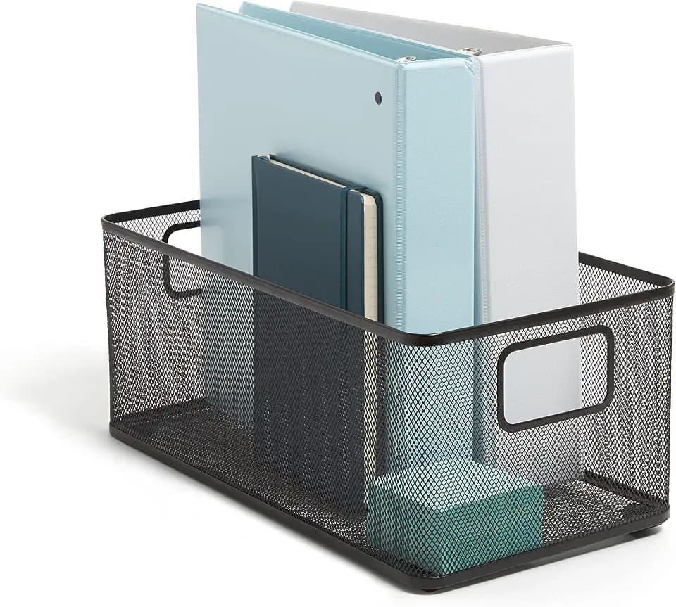 TRU RED Wire Mesh Storage Box, Matte Black, Desktop Organizer
