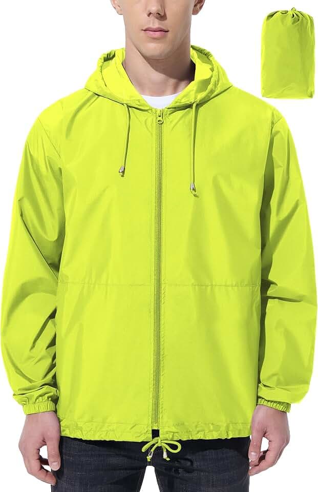 UIQUR Mens Rain Jacket Raincoat Waterproof Windbreaker