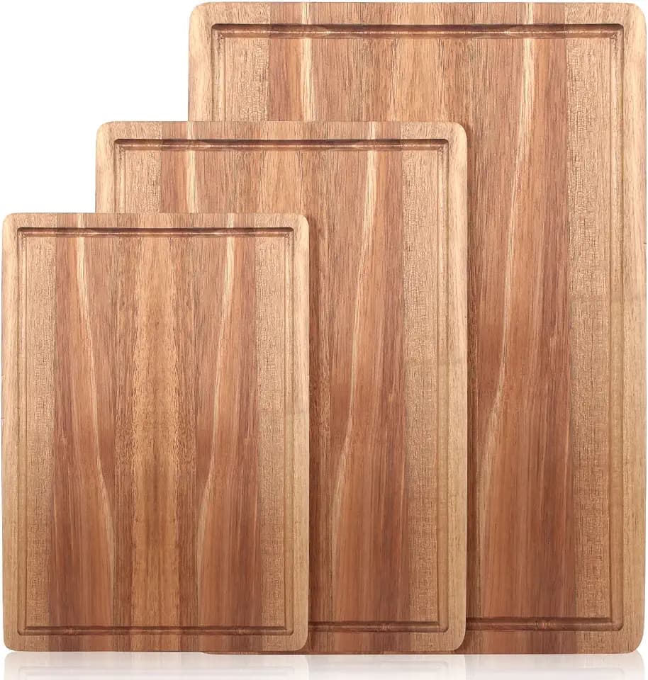 Solid Acacia Wood Cutting Board Set of 3 Wooden Charcuterie Boards Set