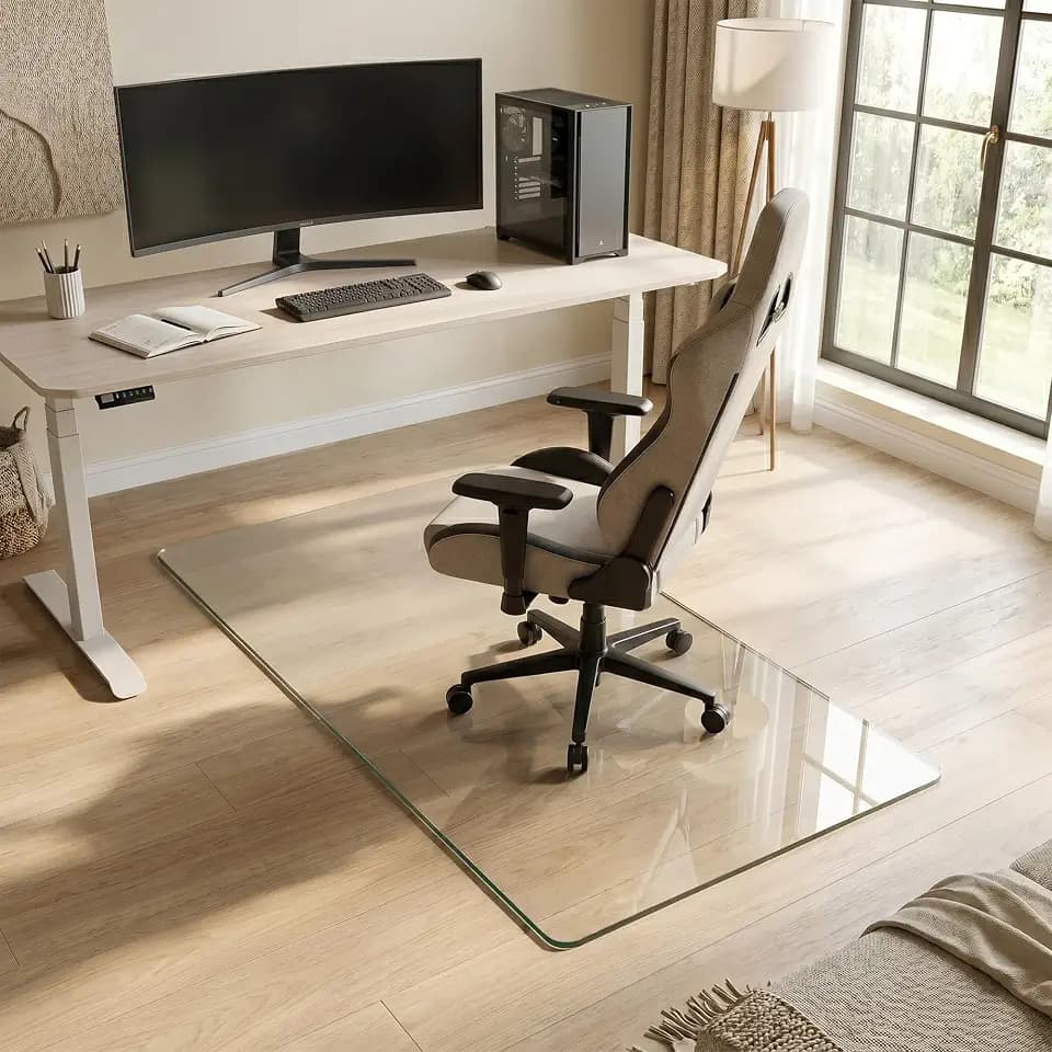 30"x55" Tempered Glass Chair Mat for Hardwood Floor & Carpet
