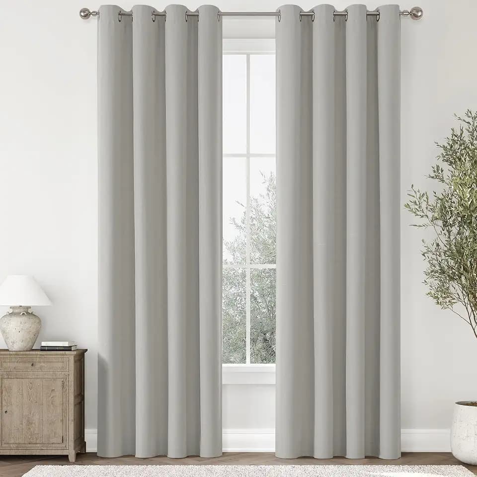 ChrisDowa Light Grey Blackout Curtains 90 Inches Long 2 Panels for Bedroom