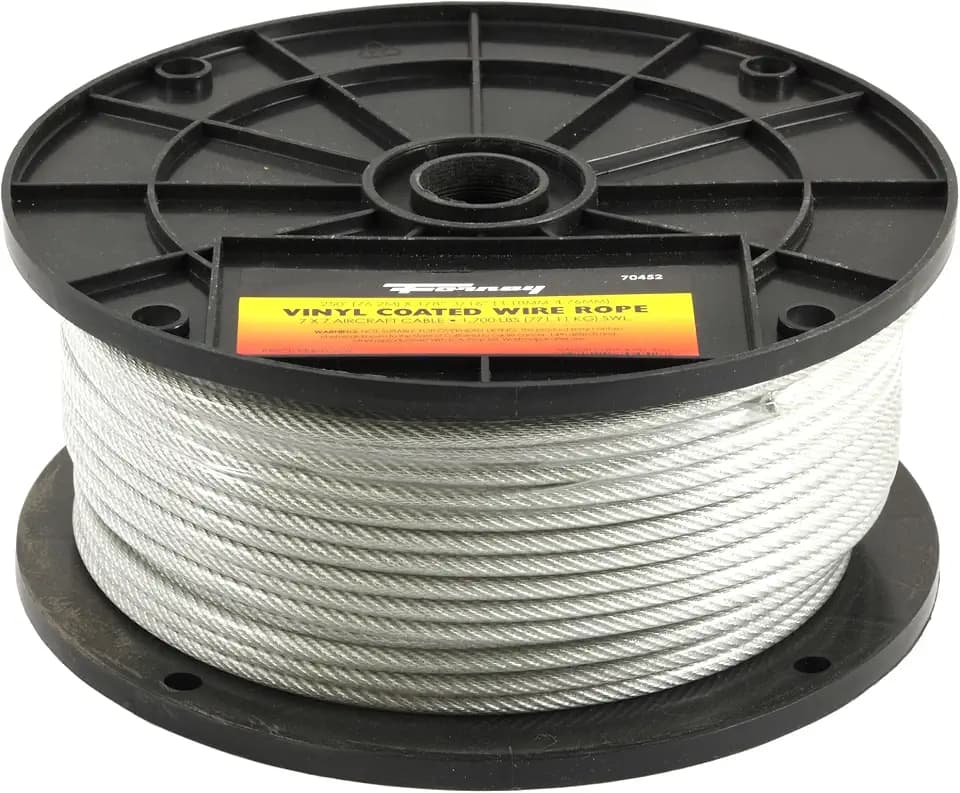 Forney 70452 1/8 to 3/16-In Vinyl Coated Galvanized Wire Rope, 250-Ft