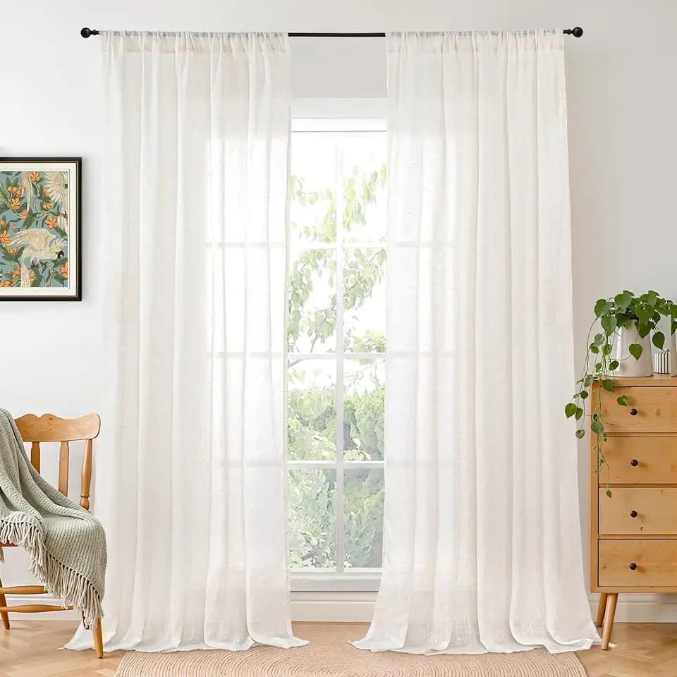 BGment Long Linen Curtains 52X102 Inch Length for Living Room 2 Panels