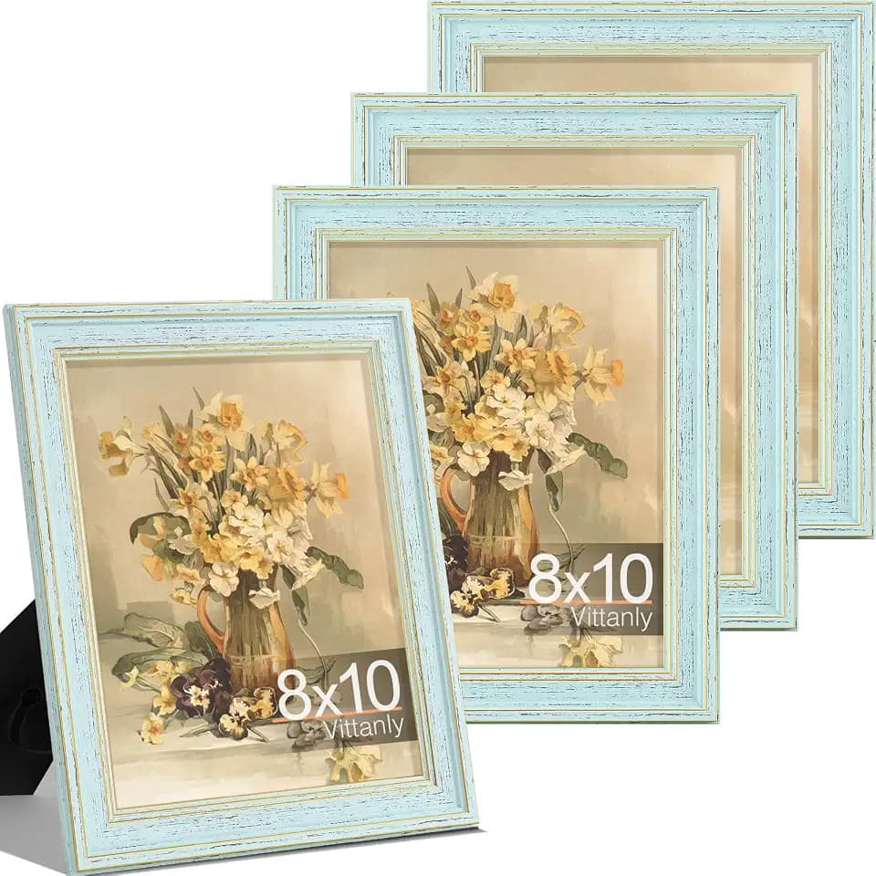 Vittanly 8x10 Picture Frames, Vintage Photo Frames, Distressed Mint, 4 Pack