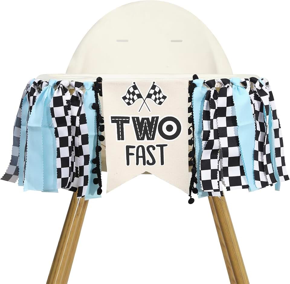 Two Fast Birthday High Chair Banner - Two Fast Birthday Party Decor