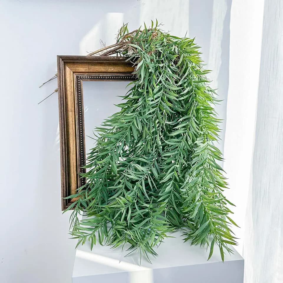 Artificial Willow Vine Hanging Greenery Fake Bamboo Leaves Wall Home Decor