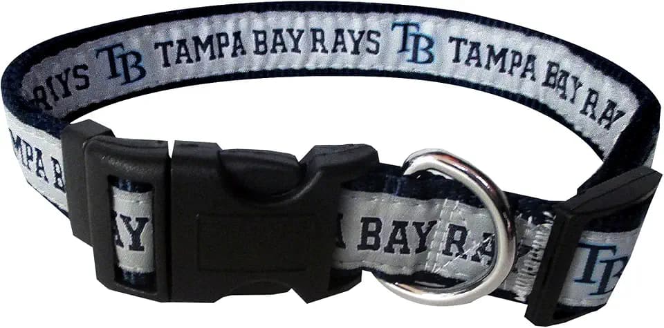 MLB Tampa Bay Rays Licensed PET COLLAR- Heavy-Duty, Strong, and Durable Dog Collar. Available in 29 Baseball Teams and 4 Sizes
