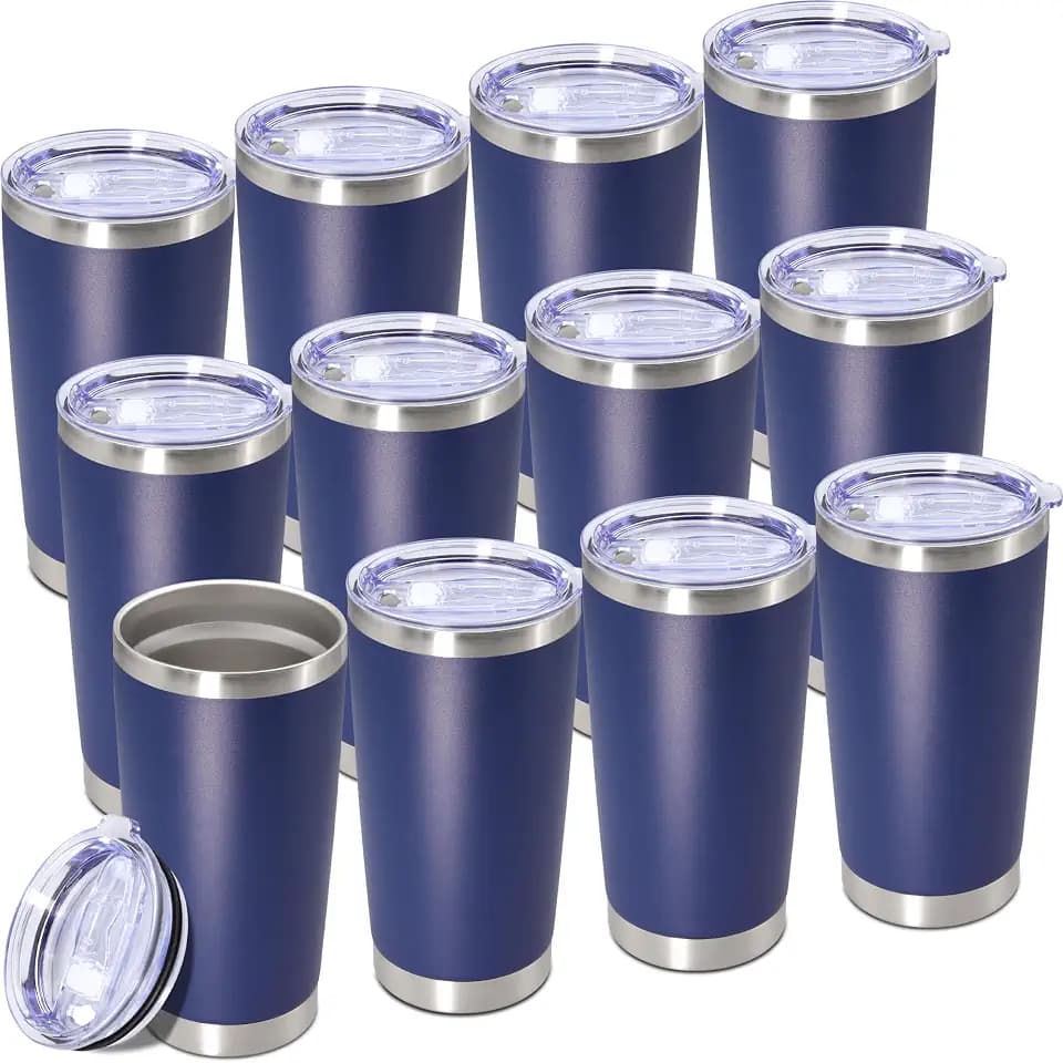20oz Tumbler Insulated Tumblers Vacuum Coffee Mug with Lid Navy 12Pack