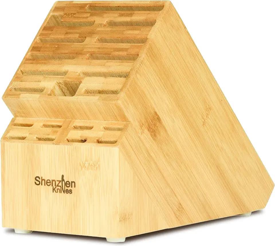 Shenzhen Knives 20 Slot Bamboo Countertop Knife Block – Large, 8x5.25x11